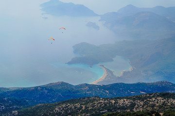 The view of Oludeniz Beach from Mountain Babadag, Fethiye, Mugla, Turkey