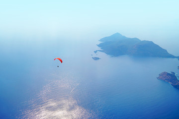 Paragliding on Mediterranean Sea.