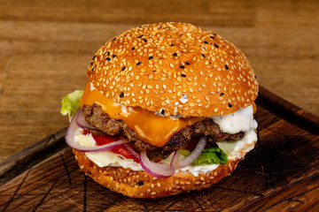 Tasty burger with meat
