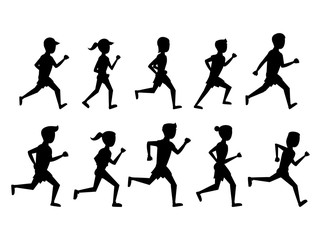Obraz na płótnie Canvas Set of people running icons