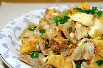 厚揚げと豚肉の和風炒め物