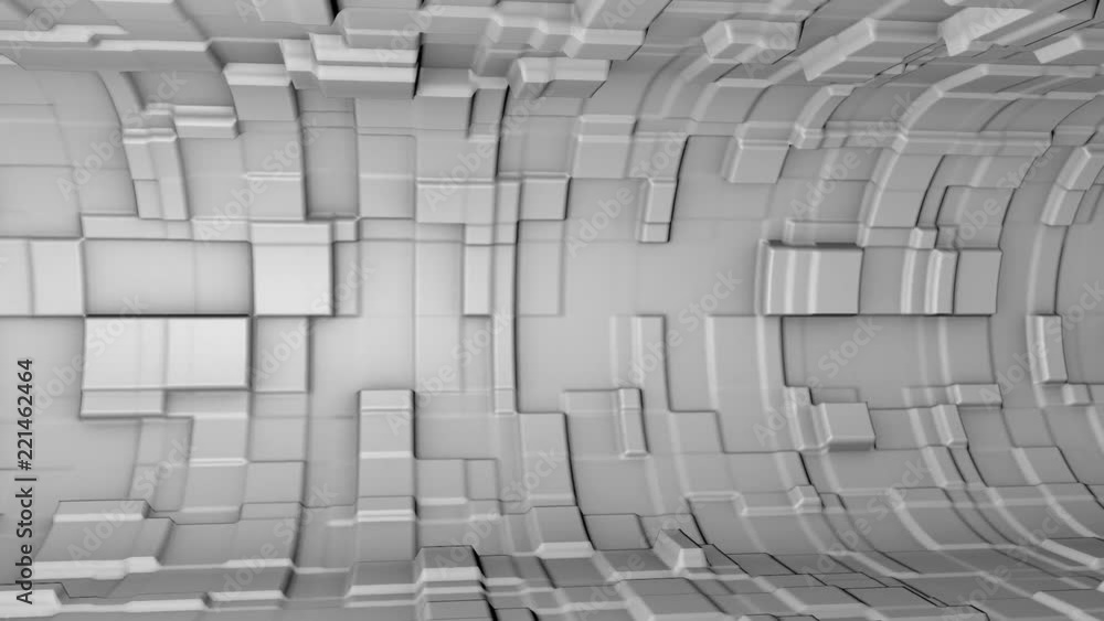 Poster abstract metallic 3d tunnel. advanced science fiction structure. science, technology and engineering