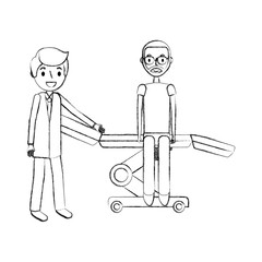 doctor with patient sitting on stretcher medical