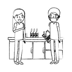 nurse and doctor surgeon with clipboard and medicaments