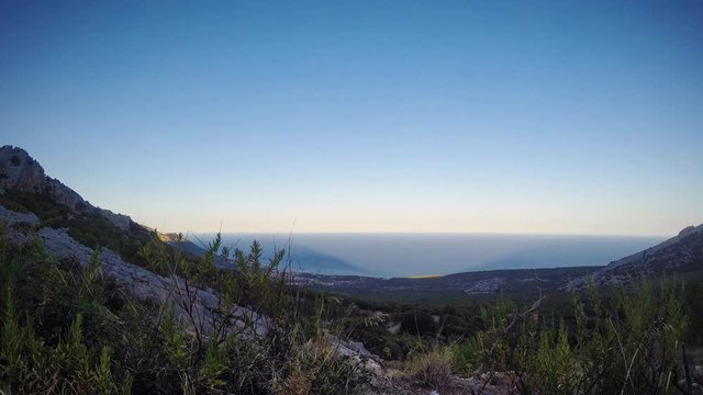 Time lapse 4K of the sunset in Sardinia, Italy. Orosei, Dorgali and the beautiful east coast of Sardinia at sunset.