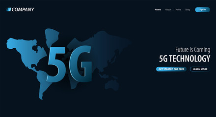 5G new wireless internet wifi connection. Website or mobile app landing page. Vector Illustration.