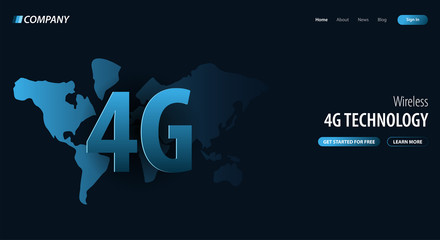 4G new wireless internet wifi connection. Website or mobile app landing page. Vector Illustration.
