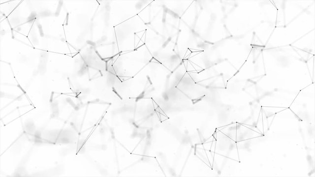 129. Abstract Digital Concept of Geometrical Figures Polygon Plexus Fractals Moving, Connecting Between and with Particles. Triangular Technological. Abstract Network Animation Loop background