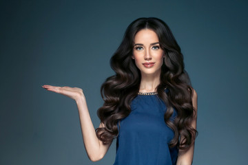 Beautiful hairstyle brunette long hair woman classic hairs curly