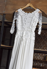 Wedding dress isolated at home background