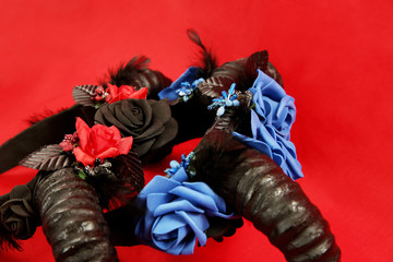 Naklejka premium horns as a decoration on the head