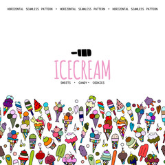 Fototapeta premium Icecream background, sketch for your design