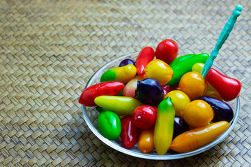 colorful thai dessert deletable imitation fruits