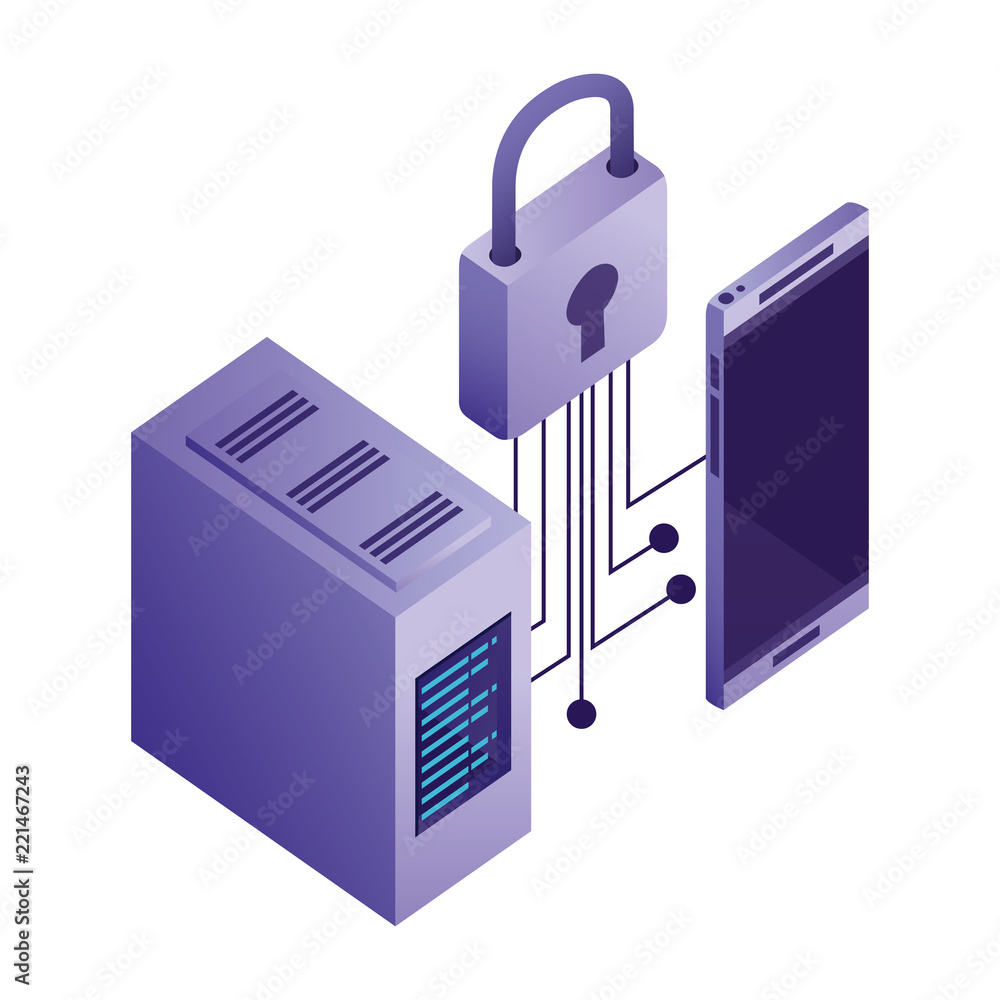 Poster smartphone device with data server and padlock