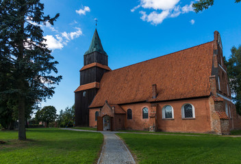 Fototapeta na wymiar Church in the village of Pomorska Wies near Elblag, Masuria, Poland