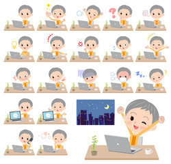 short hair old women_desk work