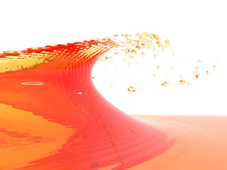 Yellow orange liquid splash isolated on white background