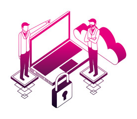 businessmen network laptop cloud storage security