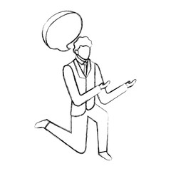 business man character and speech bubble