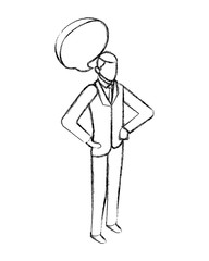 business man character and speech bubble