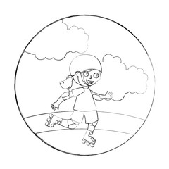 cute happy girl in the roller skates