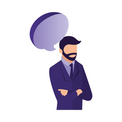 businessman portrait speech bubble communication