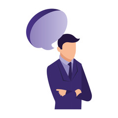 businessman portrait speech bubble communication