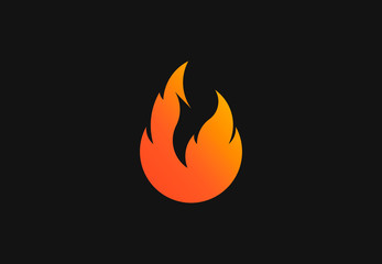 Fire flame with negative space. Vector Logo Symbol