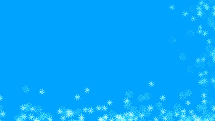 Abstract background with a variety of colorful snowflakes. Big and small.