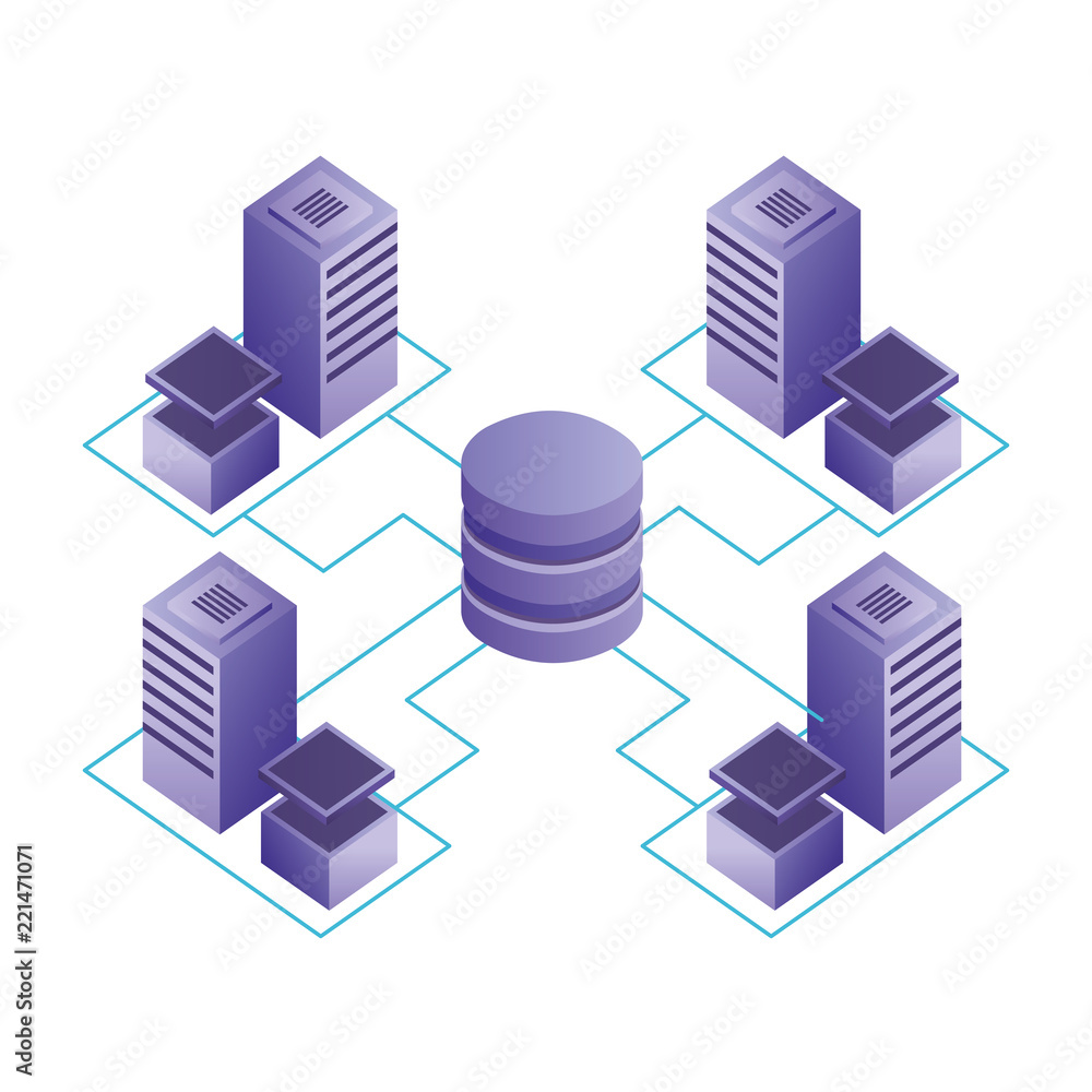 Poster database center connected server storage network