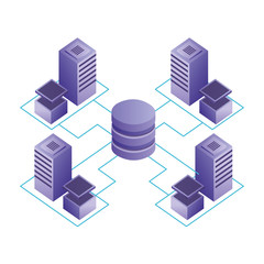 database center connected server storage network
