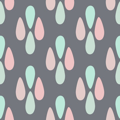 Seamless pastel abstract petal vector pattern on grey, perfect for wallpaper, scrapbooking, textile design and homeware
