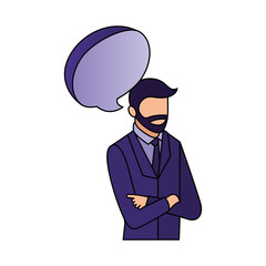businessman portrait speech bubble communication