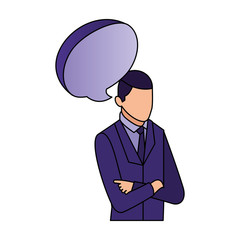 businessman portrait speech bubble communication