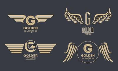 Set of golden wings emblems © Jemastock