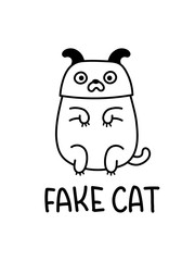 A Fake Cat Wearing A Dog Mask Cartoon Drawing