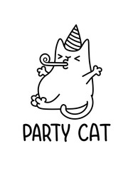 A Party Cat Vector Cartoon Drawing