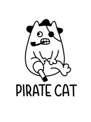 A Pirate Cat With A Pipe And A Wooden Leg Vector Cartoon