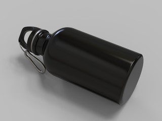 Aluminium Water Bottle For Mock up And Template Design. 3d Render Illustration.