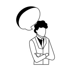 businessman portrait speech bubble communication