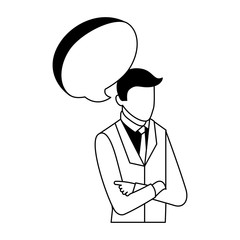 businessman portrait speech bubble communication