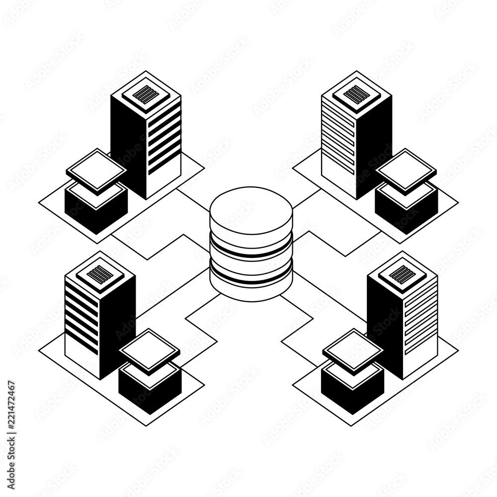 Poster database center connected server storage network
