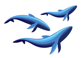 Fototapeta premium Whale family on a white background