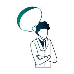 businessman portrait speech bubble communication