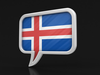 Speech bubble with Icelandic flag. 