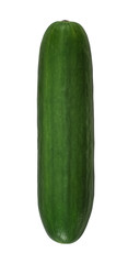 Fresh cucumber top view isolated on white background