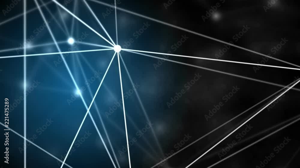 Poster Plexus structure evolving in organic motion. Camera moves in it and changes its focus distance. Abstract technology, science and engineering motion background. Depth of field settings. 3D rendering.