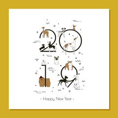 Banner in breeds of dogs 2019, Happy New Year, calendar