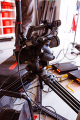 Behind the scenes of video production or video shooting