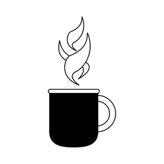 Hot coffee cup in black and white